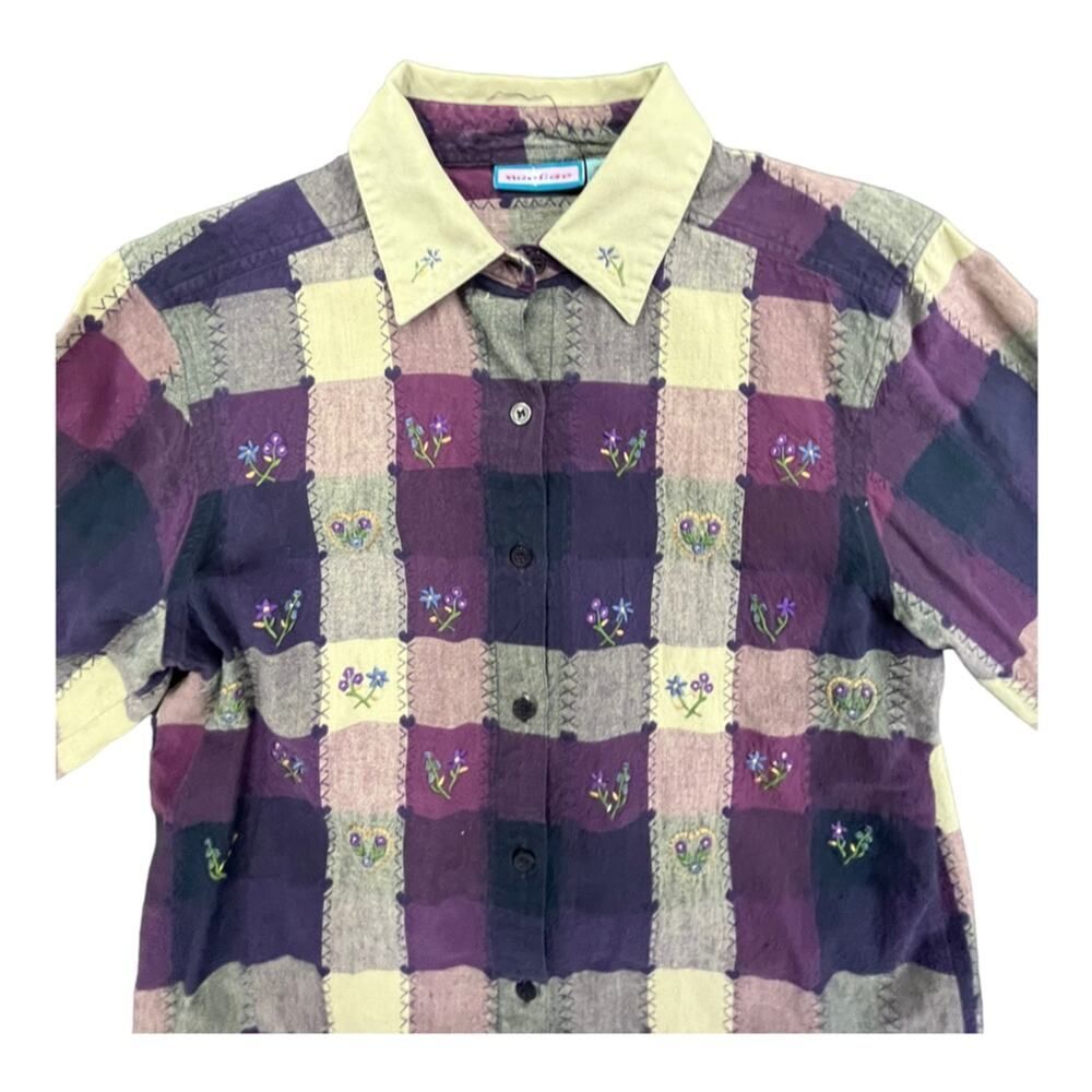Women's Embroidered Floral print purple Nectar Long Sleeve Shirt Size Medium - Picture 5 of 8